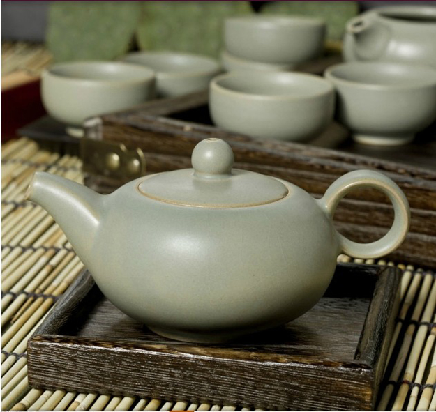 卢钧窑秘色釉·喜乐茶具8件组