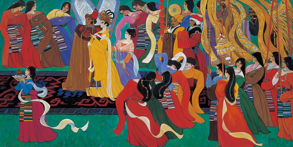 名称:文成公主  尺寸:180×750cm  年代:1963  材料:油画