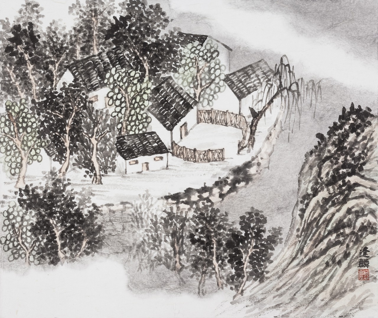 【客宿农家6-王逢麟毕业作品-国画-2015年作】中央年
