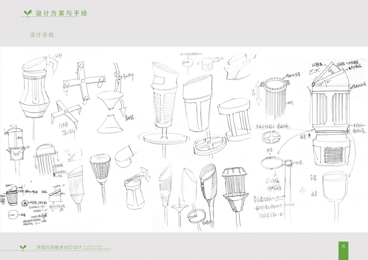 占学志 《茶园太阳能杀虫灯》手绘图