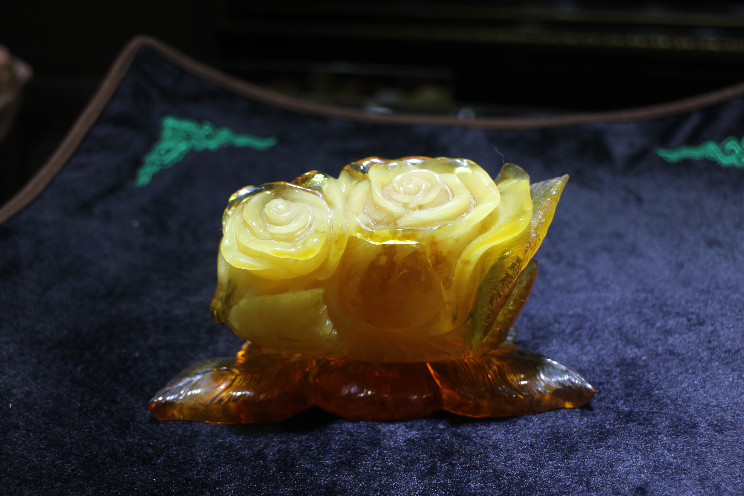 老蜡玫瑰花摆件