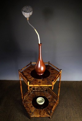 湘妃竹嵌樱木六方小茶棚