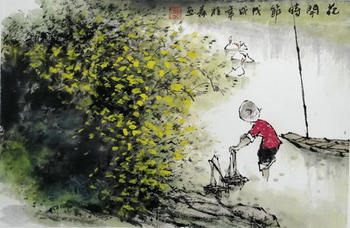 春风沂水任桂森国画小品欣赏