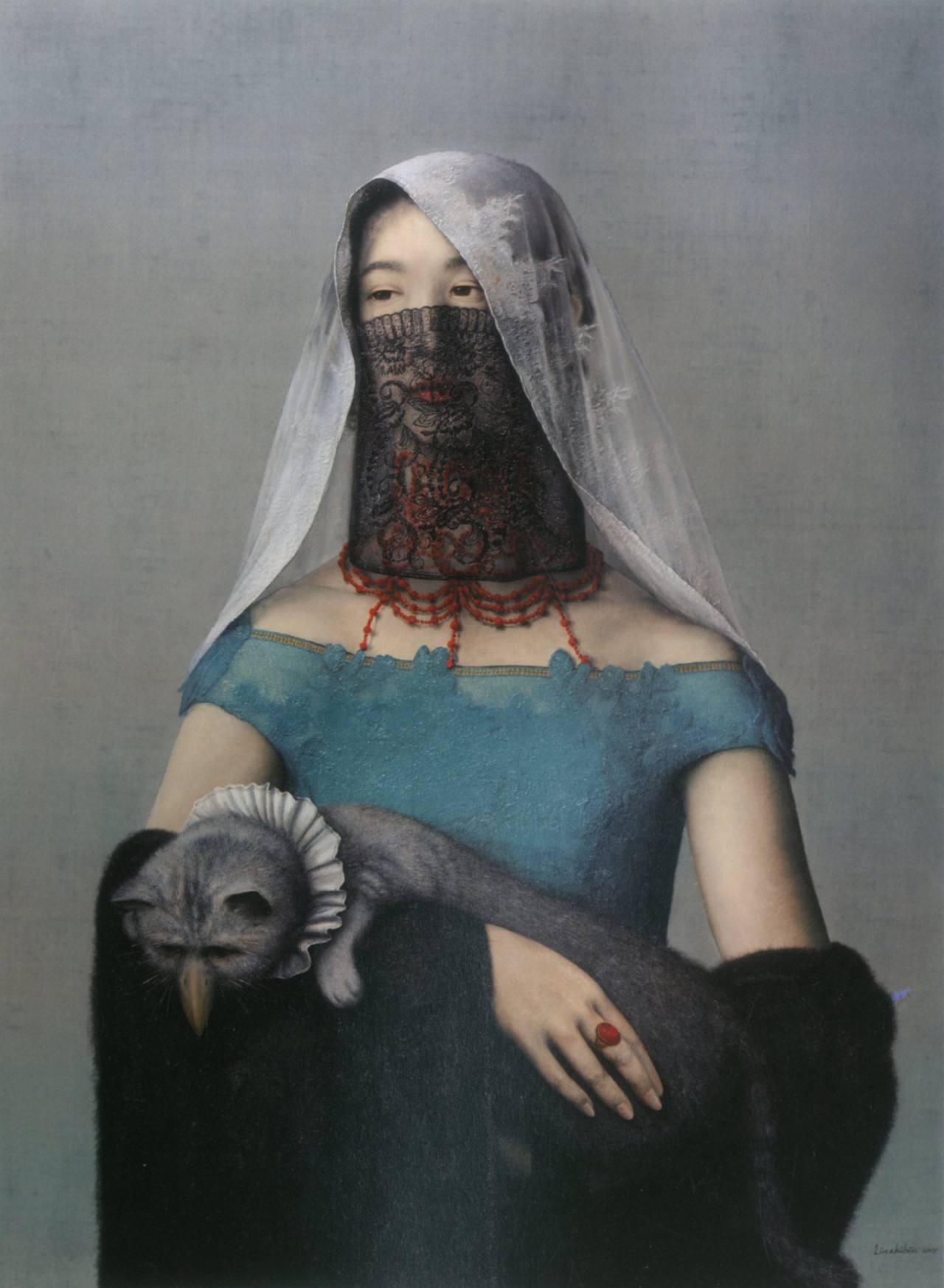 【抱鹰头猫女郎-林志彬毕业作品-油画-0年作】广州美术学院2015年毕业