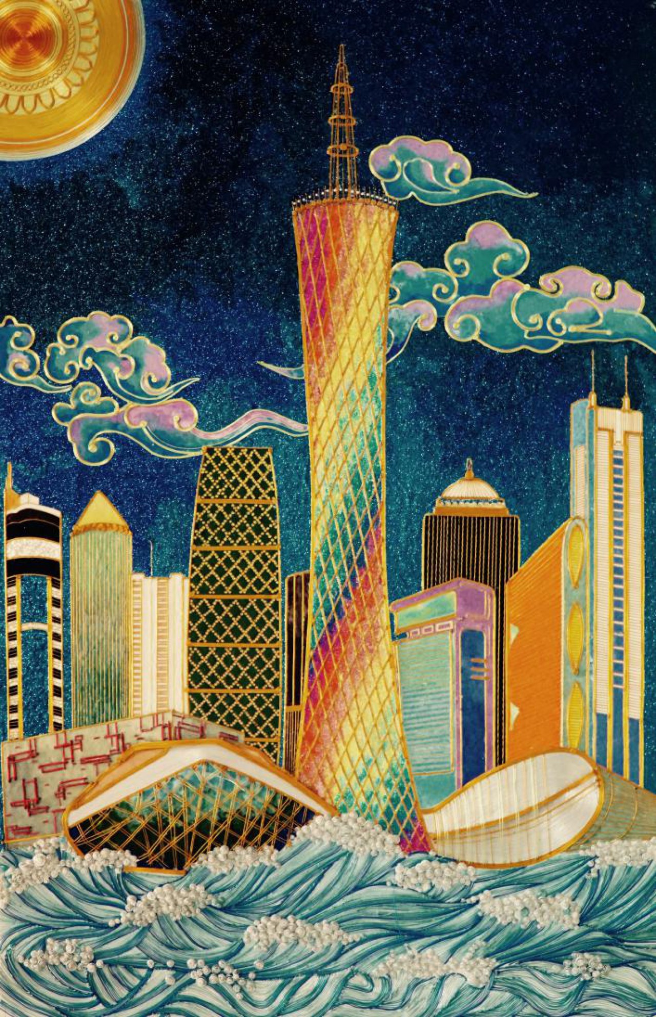 广州城市地标装饰画——塔耀穗城