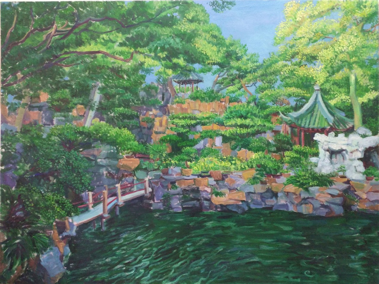 【纪游图——豫园大假山-阎沙子安-油画-2017年作】宝龙艺术大奖征集