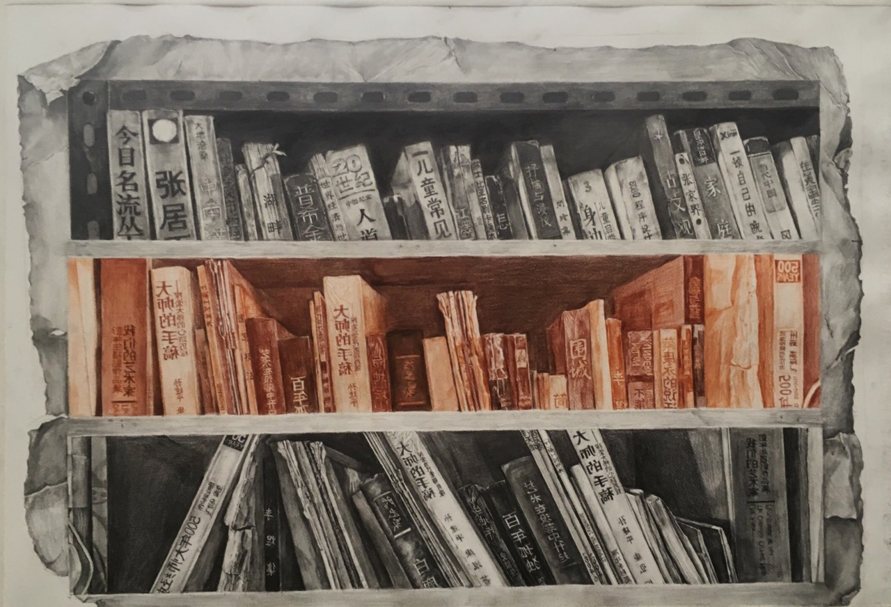 【《书架》-陈舒宁毕业作品-水彩水粉-2018年作】2018许钦松创作奖