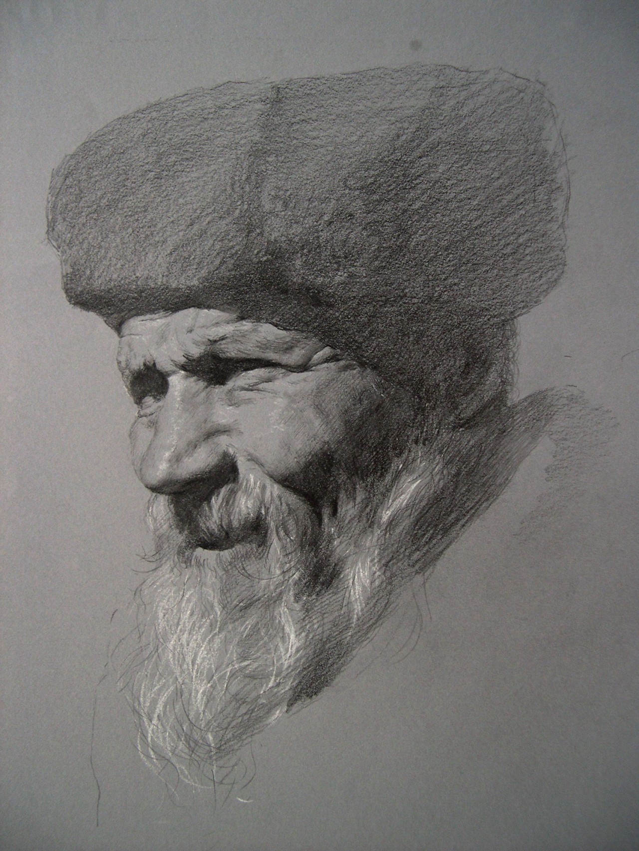 新疆老人素描图片