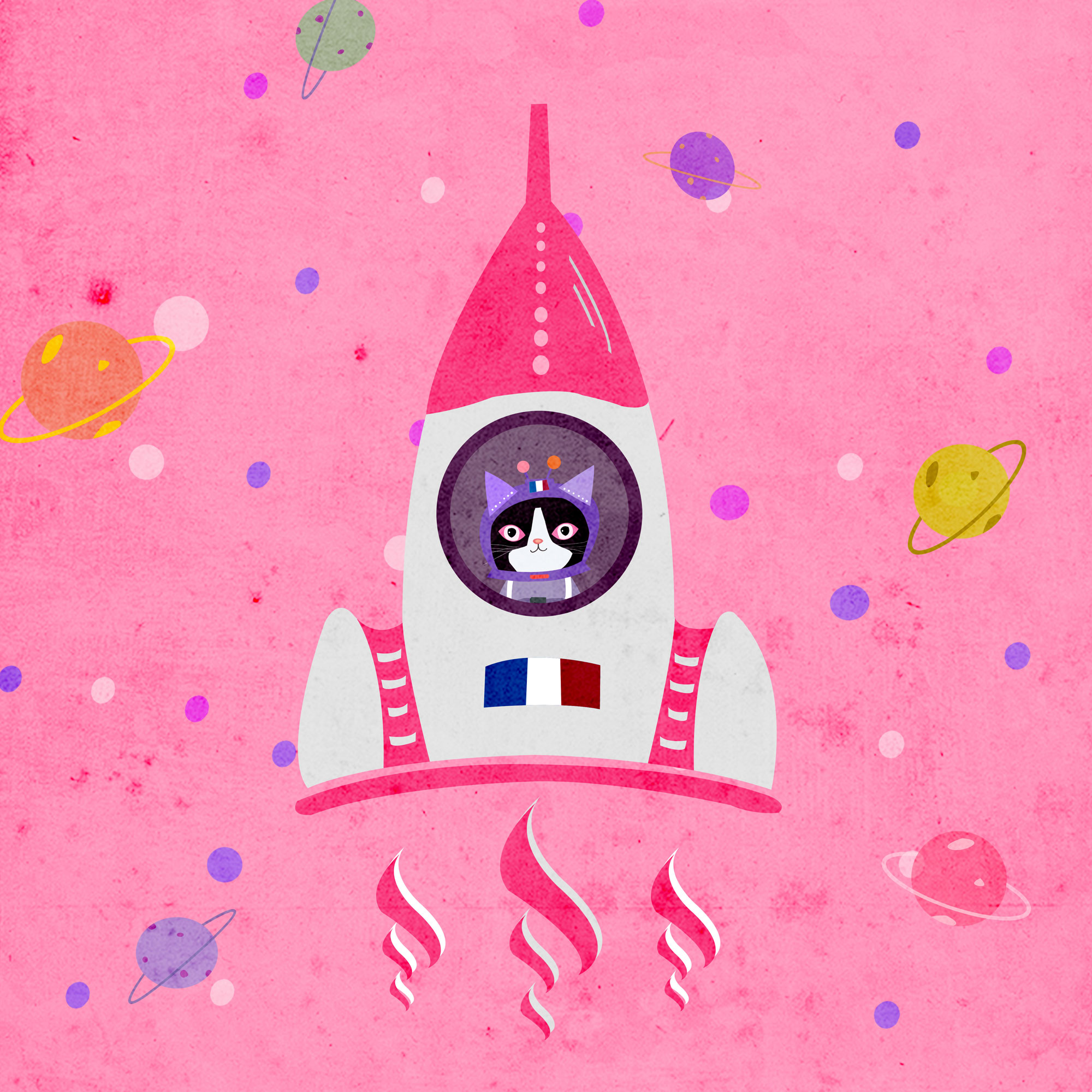 《太空猫》拼贴插画设计9