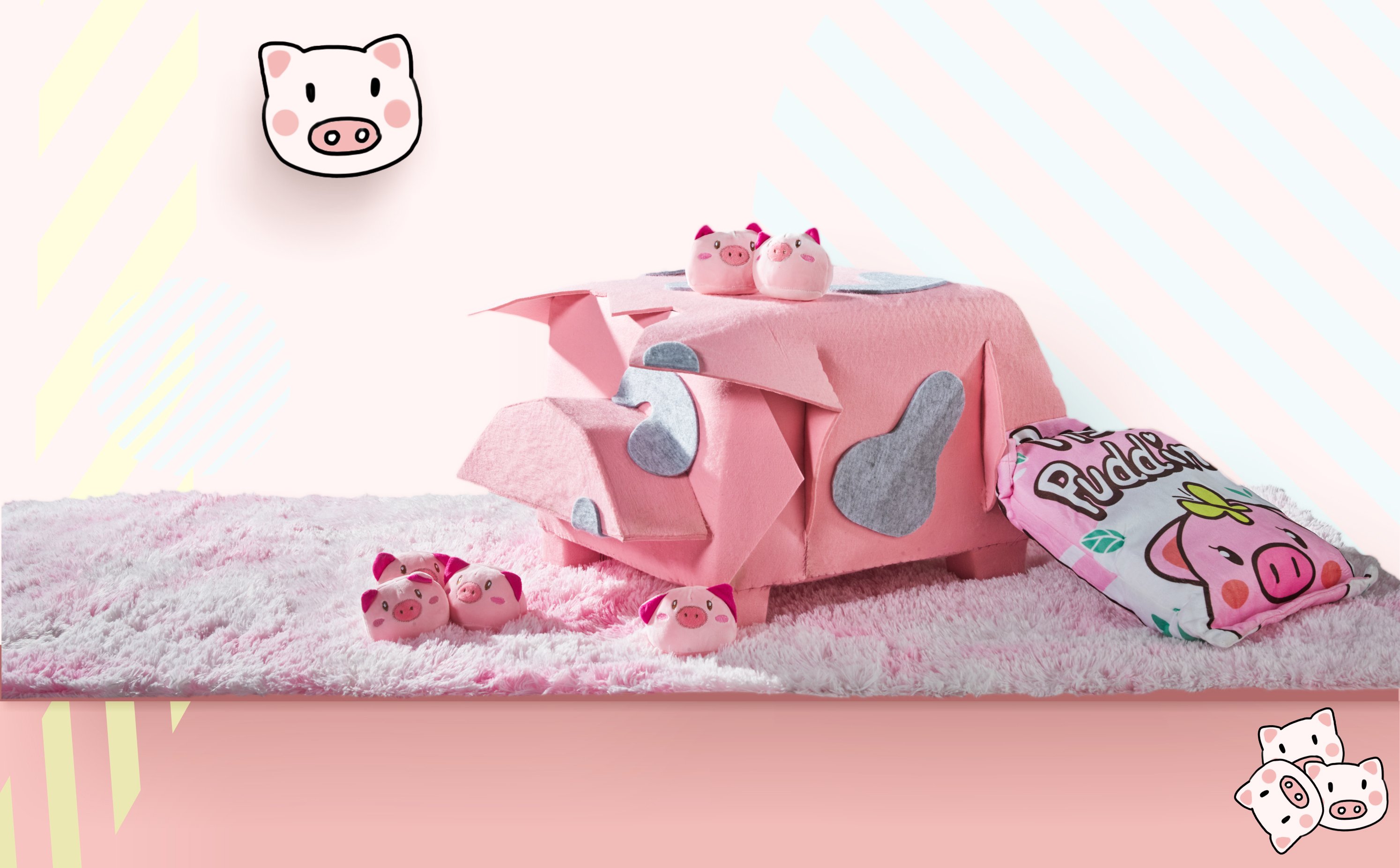 《奶牛和小猪“折纸”系列组合软家具》4
