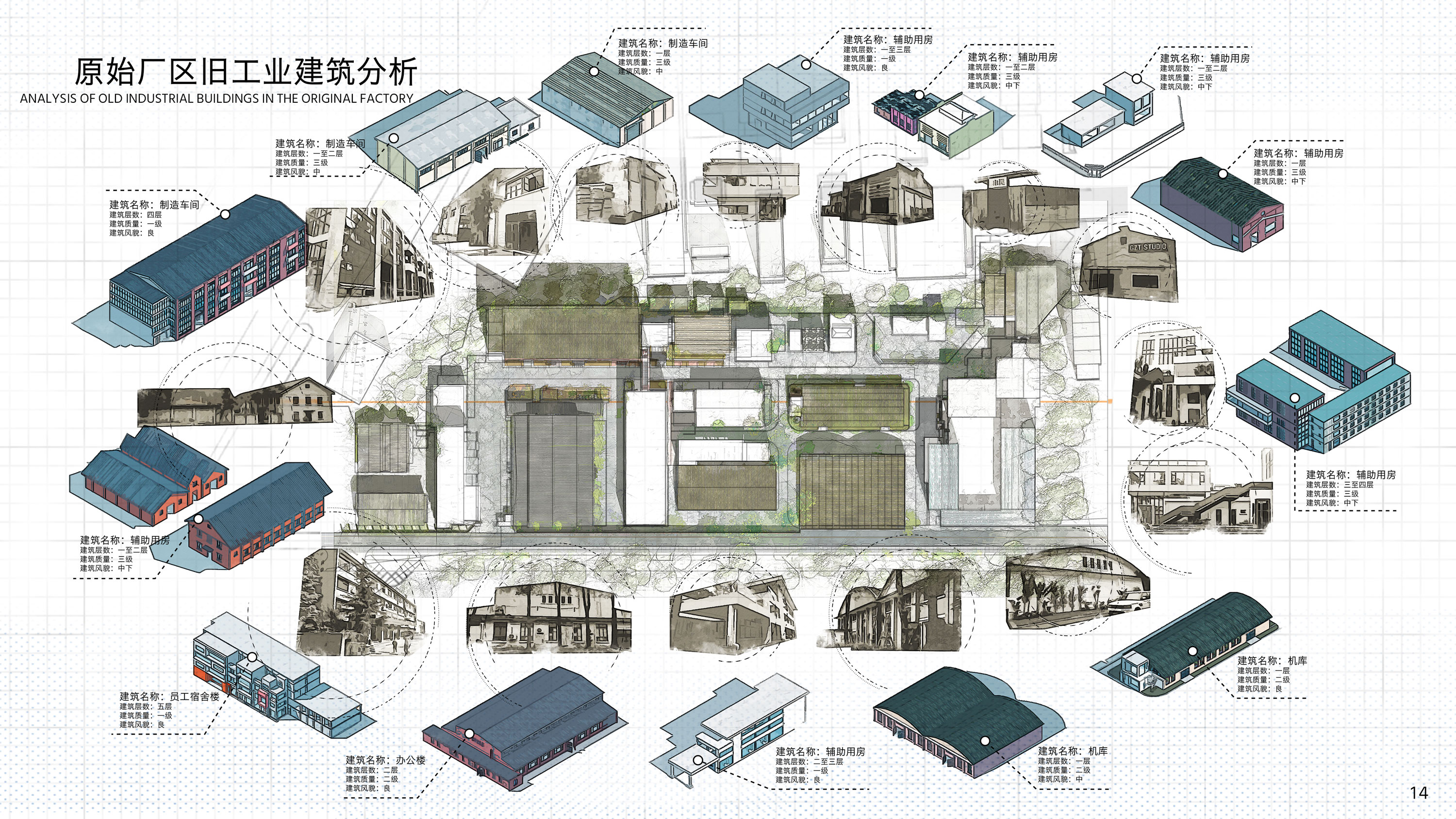 《看得见的音乐——旧工业建筑改造 音乐社区概念设计》原始厂区旧工业建筑分析