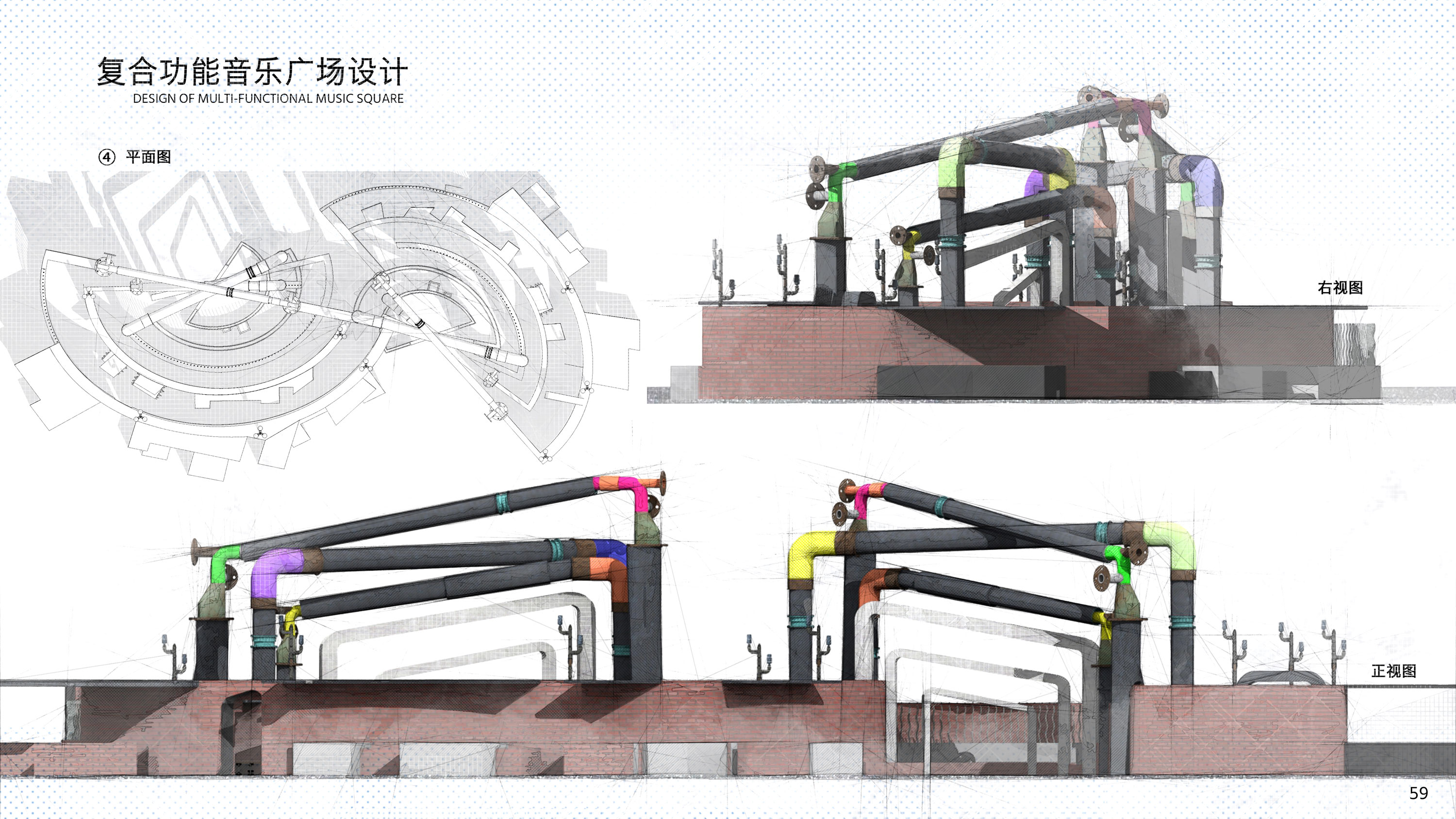 《看得见的音乐——旧工业建筑改造 音乐社区概念设计》复合功能音乐广场设计10平面图