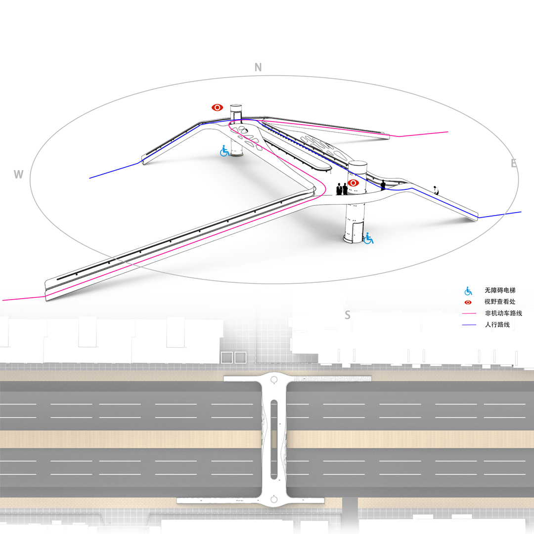 “展翅的桥”-风雨坛街交通导流设施设计